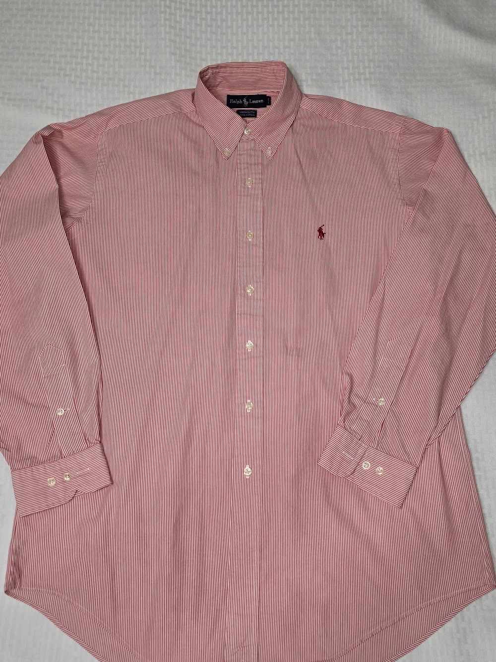 Ralph Lauren Men's Red Pinstripe Button-Down Dress Shirt